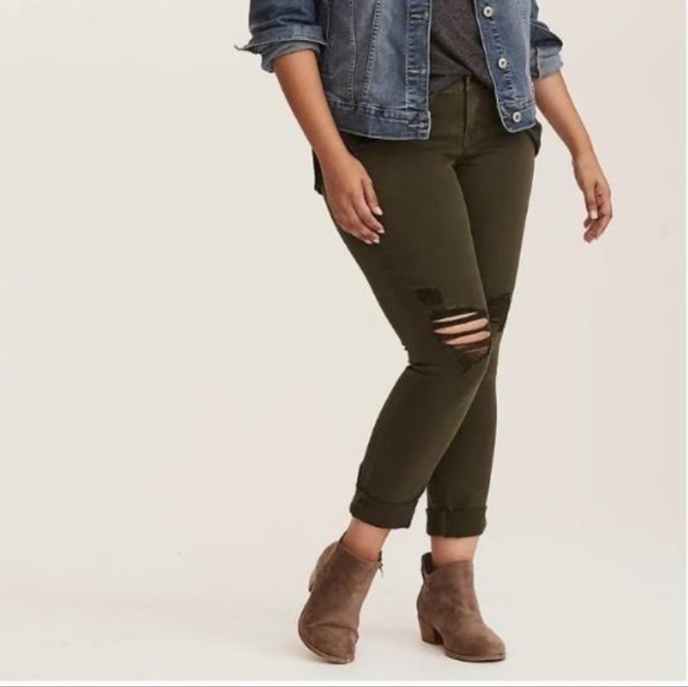 Torrid olive Distressed boyfriend jeans